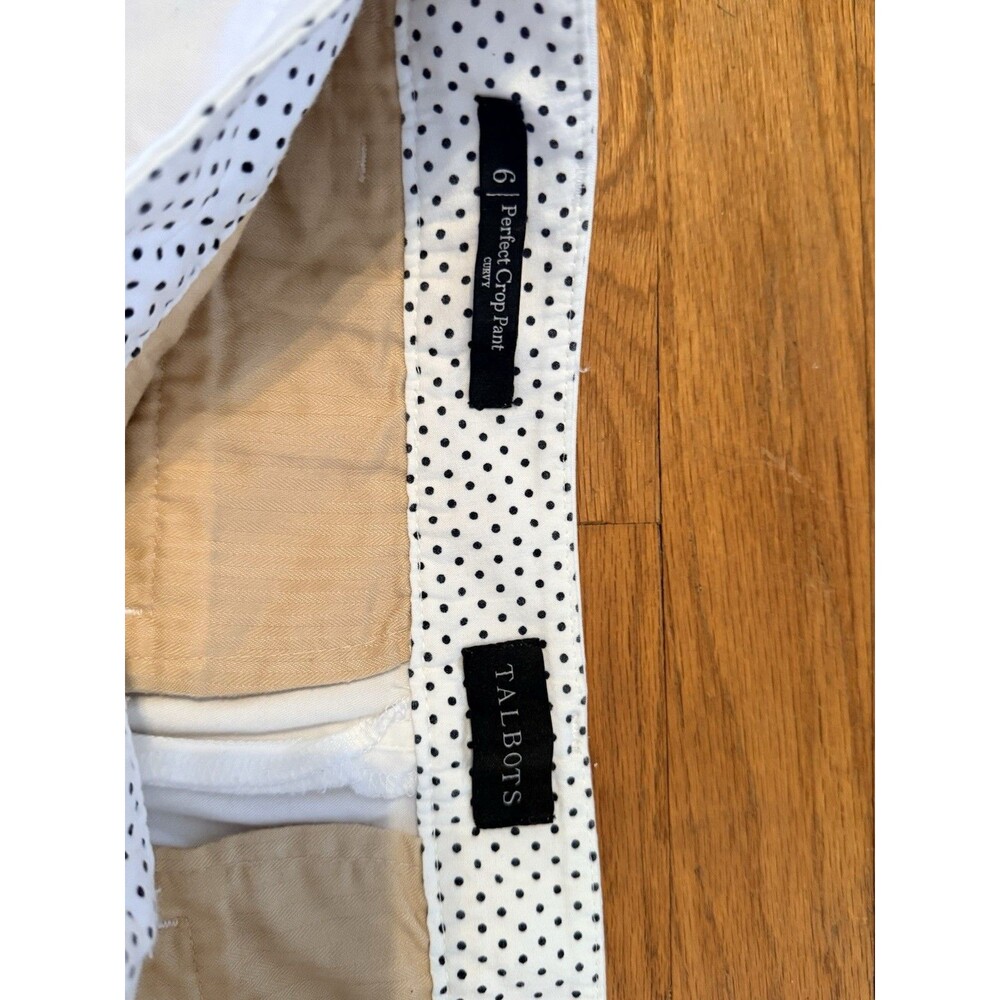 Talbots Women's White Cropped Pants Flat Front Button/Zip Closure Solid - Picture 3 of 3